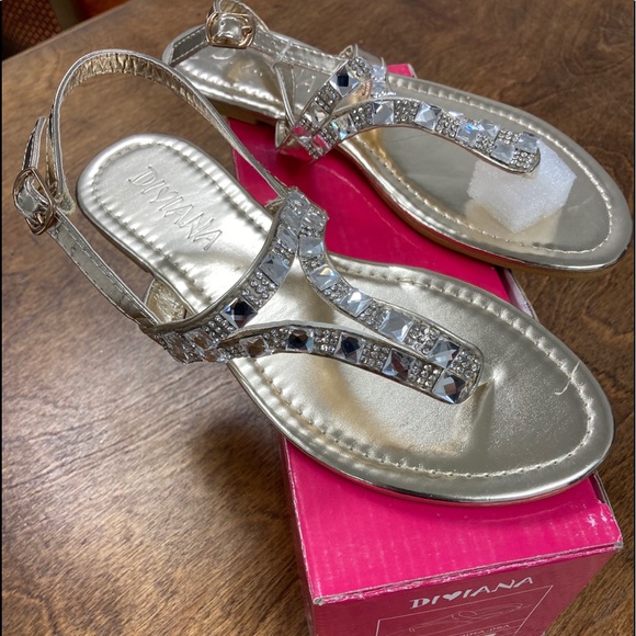 Gold flats sandals sparkle prom flat shoe formal - Picture 8 of 8